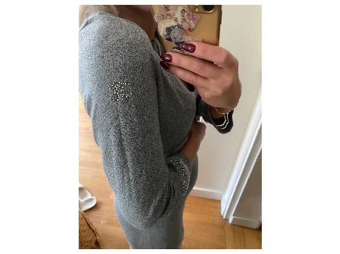 Chanel Kleid aus Baumwolle dunkelgrau Anthrazitgrau - Ansicht 11