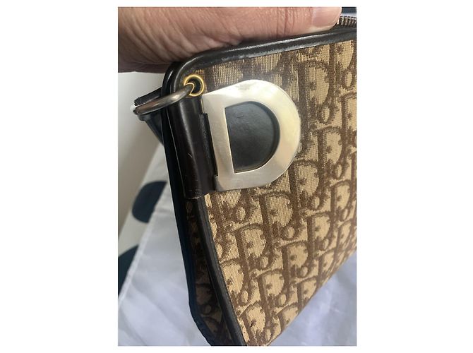 Borsa Dior Monogramma Tela Marrone Oro Marrone chiaro Marrone scuro Gold hardware - vista 11