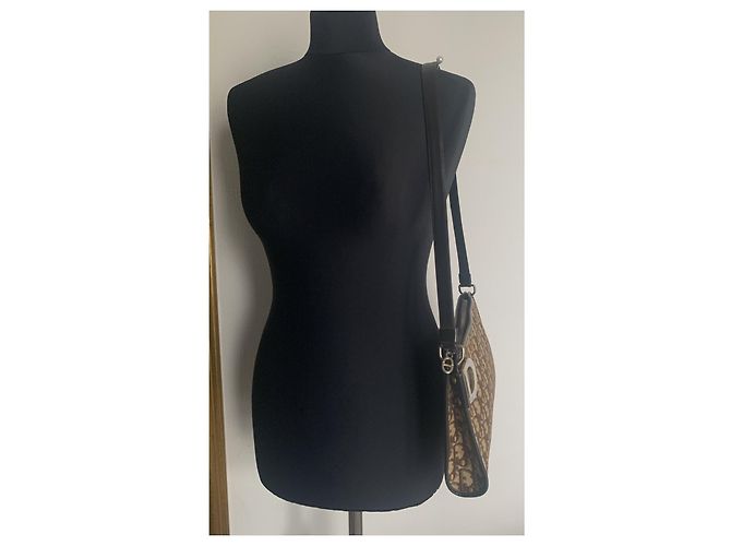 Borsa Dior Monogramma Tela Marrone Oro Marrone chiaro Marrone scuro Gold hardware - vista 12