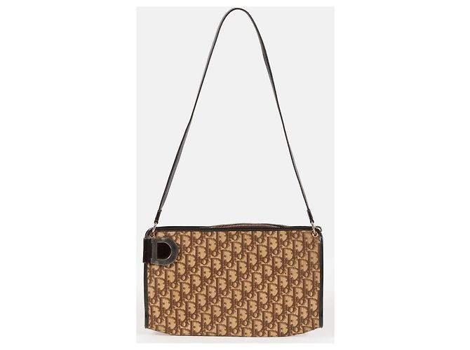 Borsa Dior Monogramma Tela Marrone Oro Marrone chiaro Marrone scuro Gold hardware - vista 14
