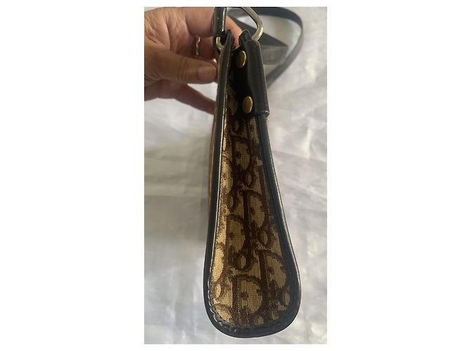 Borsa Dior Monogramma Tela Marrone Oro Marrone chiaro Marrone scuro Gold hardware - vista 7