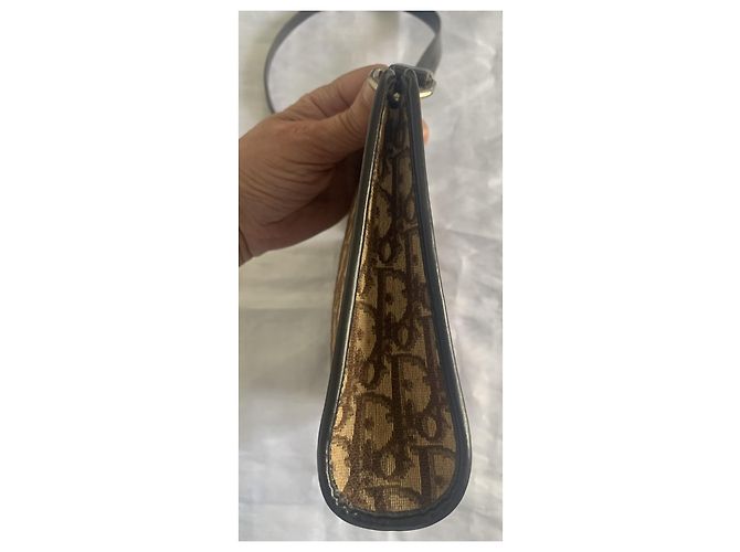 Borsa Dior Monogramma Tela Marrone Oro Marrone chiaro Marrone scuro Gold hardware - vista 8