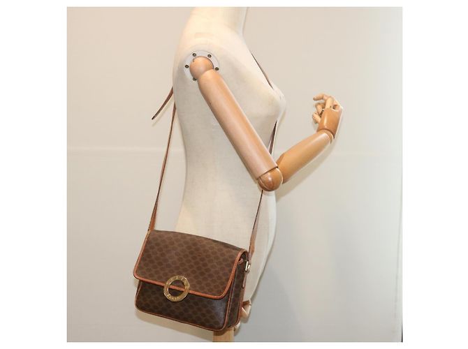 Céline CELINE Macadam Canvas Schultertasche PVC Leder Braun Auth 68506 - Ansicht 22