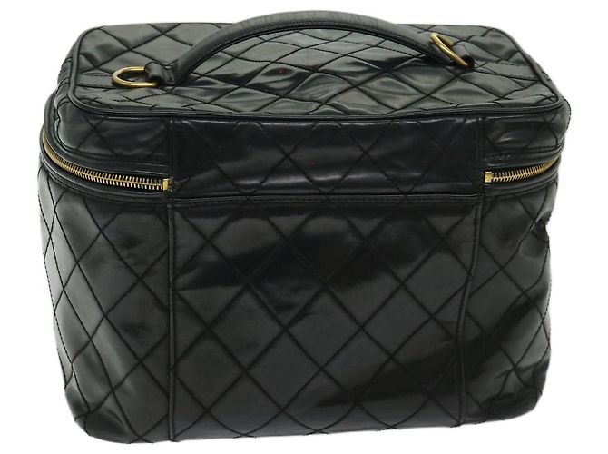 Borsa a Mano Vanity CHANEL in Pelle Verniciata 2way Nera CC Auth bs11283 Nero - vista 3