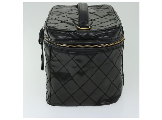 Borsa a Mano Vanity CHANEL in Pelle Verniciata 2way Nera CC Auth bs11283 Nero - vista 4