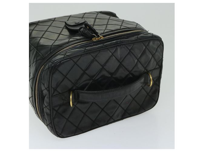 Borsa a Mano Vanity CHANEL in Pelle Verniciata 2way Nera CC Auth bs11283 Nero - vista 6