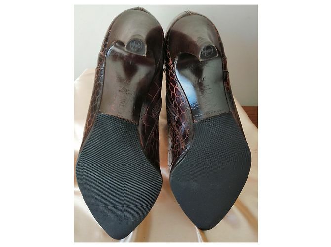 BOTINES DE MUJER BALENCIAGA - CUERO MARRÓN ESTILO COCODRILO - TALLA 38 Castaño - vista 6