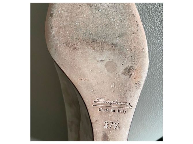 Décolleté con zeppa Santoni in camoscio beige - vista 14