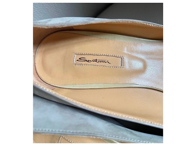 Décolleté con zeppa Santoni in camoscio beige - vista 16