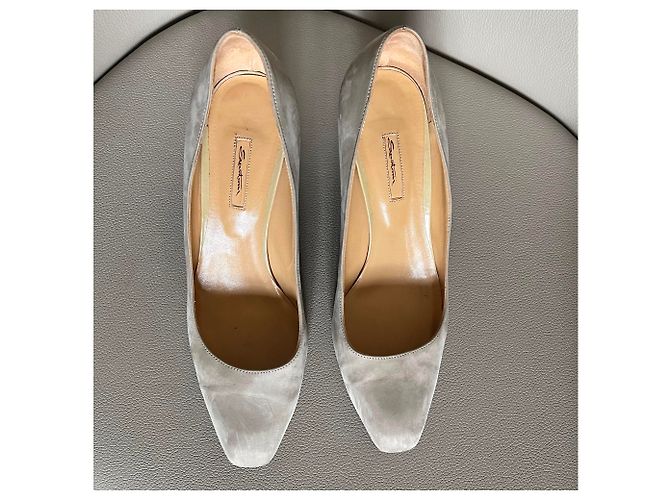 Décolleté con zeppa Santoni in camoscio beige - vista 8