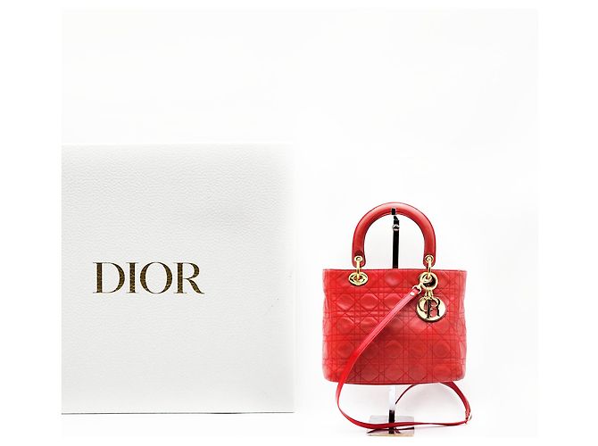 Borsa in pelle rossa Dior Lady Dior - vista 20