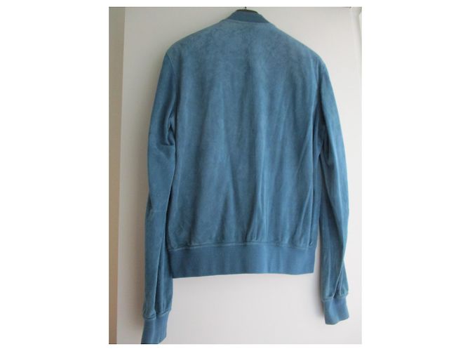 Hermès Cazadora de cuero, talla 46. Unisex. Azul - vista 3