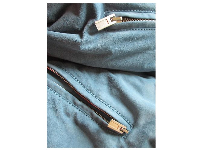 Hermès Cazadora de cuero, talla 46. Unisex. Azul - vista 4