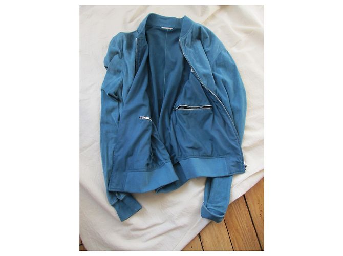 Hermès Cazadora de cuero, talla 46. Unisex. Azul - vista 9