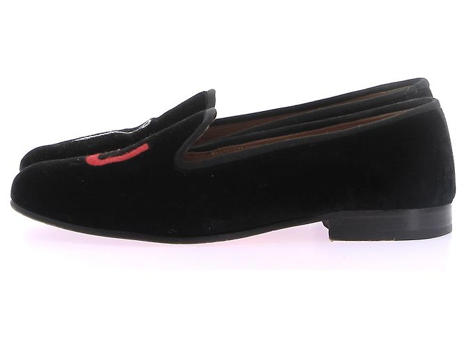STUBBS & WOOTTON Flats T.US 7 veludo Preto - vista 2