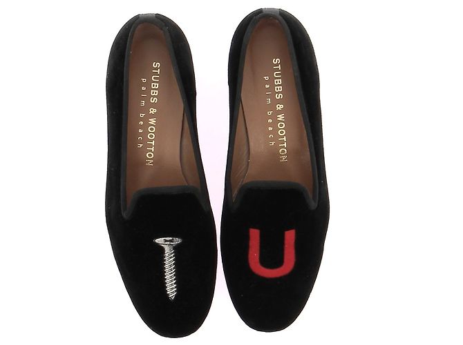 STUBBS & WOOTTON Flats T.US 7 veludo Preto - vista 6