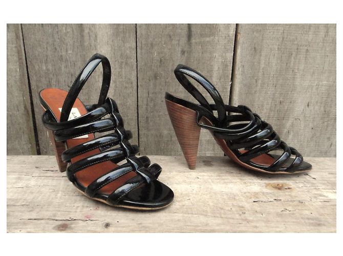 sandalias Lanvin verano 2009 estado nuevo talla 38 Negro - vista 2