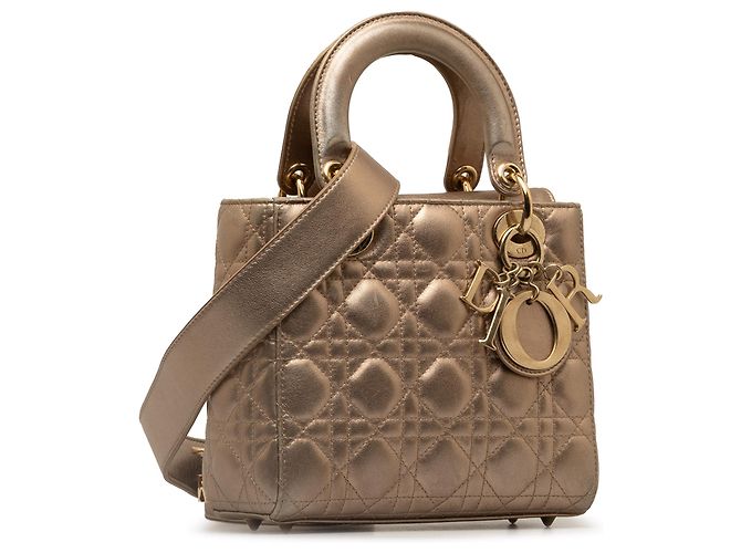Dior Gold Piccola pelle di agnello Cannage My ABCDior Lady Dior D'oro - vista 2