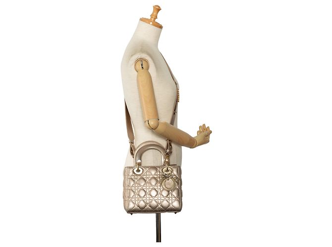 Dior Gold Piccola pelle di agnello Cannage My ABCDior Lady Dior D'oro - vista 20