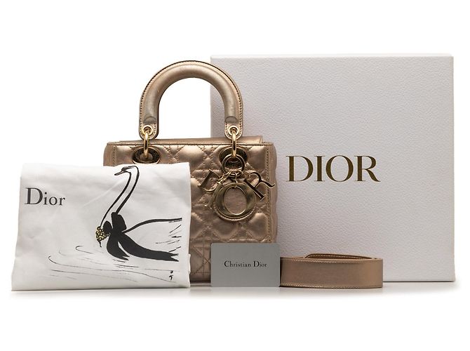 Dior Gold Piccola pelle di agnello Cannage My ABCDior Lady Dior D'oro - vista 21