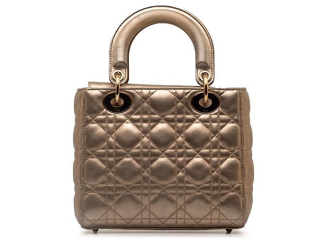 Dior Gold Piccola pelle di agnello Cannage My ABCDior Lady Dior D'oro - vista 3