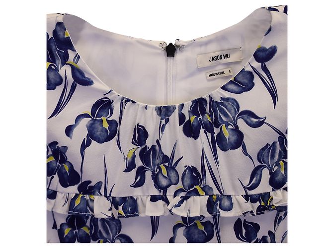 Jason Wu Vestido con volantes y estampado Iris en seda blanca - vista 2