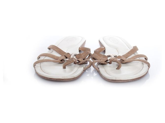 Tod's Tods, sandali in camoscio color sabbia. - vista 3