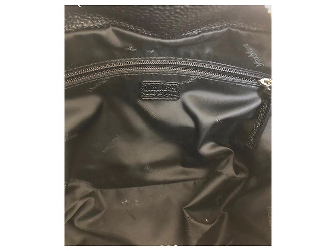 Max Mara Handtasche aus schwarzem genarbtem Leder Goldfarben - Ansicht 4