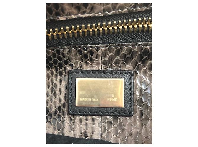 Fendi Peekaboo Handtasche aus Pythonleder Beige - Ansicht 5