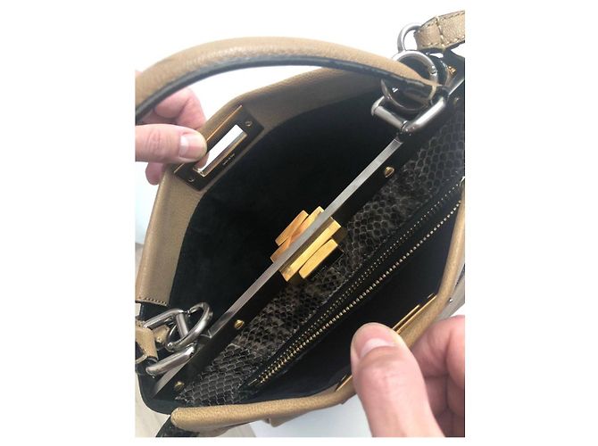 Fendi Peekaboo Handtasche aus Pythonleder Beige - Ansicht 6