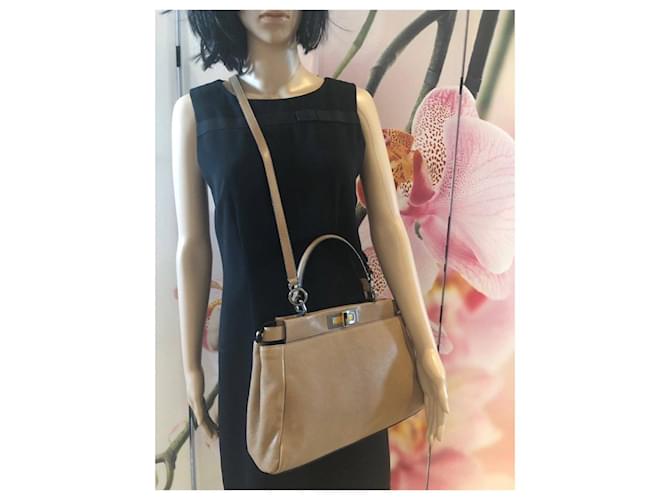 Fendi Peekaboo Handtasche aus Pythonleder Beige - Ansicht 7