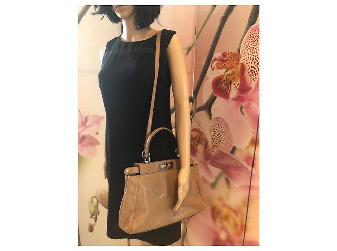 Fendi Peekaboo Handtasche aus Pythonleder Beige - Ansicht 8