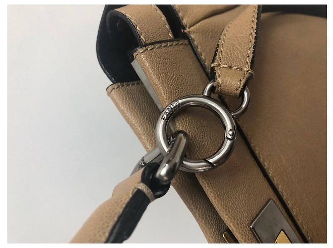 Fendi Peekaboo Handtasche aus Pythonleder Beige - Ansicht 9
