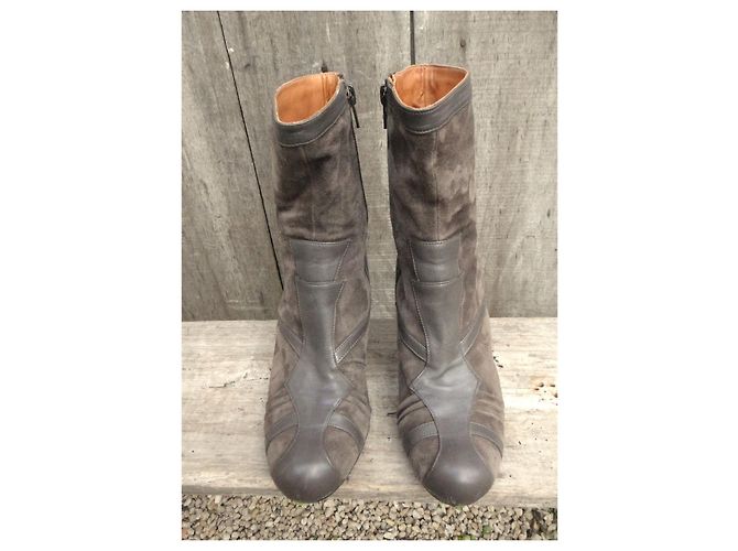 Stivaletti Chie Mihara Taupe in Pelle e Camoscio 38 - vista 3