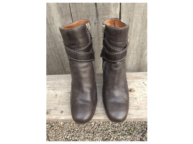 Botines Chloé de cuero marrón oscuro - vista 3
