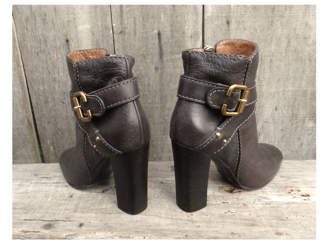 Botines Chloé de cuero marrón oscuro - vista 4