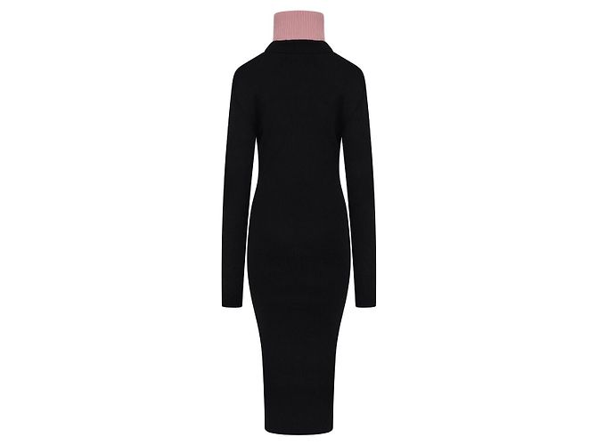 Autre Marque Y/Project Maxi-Strickkleid mit drei Kragen Schwarz Hellrosa Mehrfarben - Ansicht 5