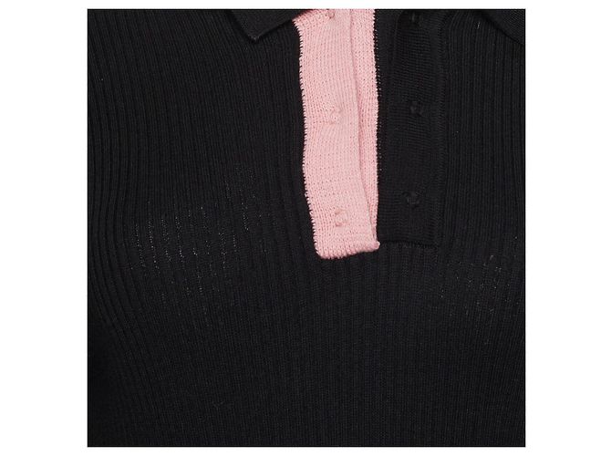 Autre Marque Y/Project Maxi-Strickkleid mit drei Kragen Schwarz Hellrosa Mehrfarben - Ansicht 6