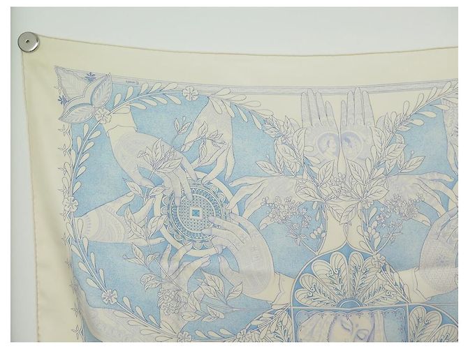 Hermès SCIARPA HERMES LES CHANTS DU HENNE TOUSY ECRUE SETA QUADRATA 90 SCIARPA IN SETA CM Crudo - vista 2
