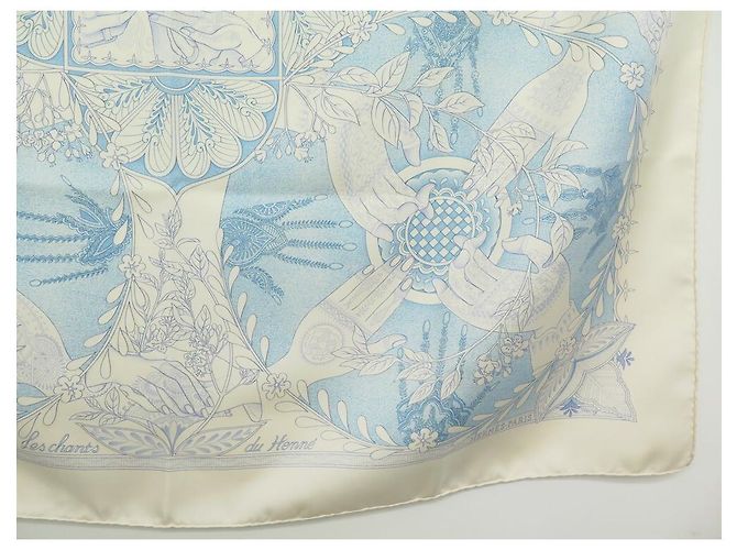 Hermès SCIARPA HERMES LES CHANTS DU HENNE TOUSY ECRUE SETA QUADRATA 90 SCIARPA IN SETA CM Crudo - vista 4