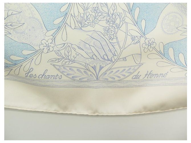 Hermès SCIARPA HERMES LES CHANTS DU HENNE TOUSY ECRUE SETA QUADRATA 90 SCIARPA IN SETA CM Crudo - vista 6