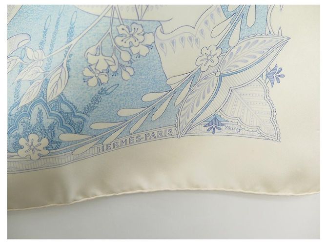 Hermès SCIARPA HERMES LES CHANTS DU HENNE TOUSY ECRUE SETA QUADRATA 90 SCIARPA IN SETA CM Crudo - vista 8