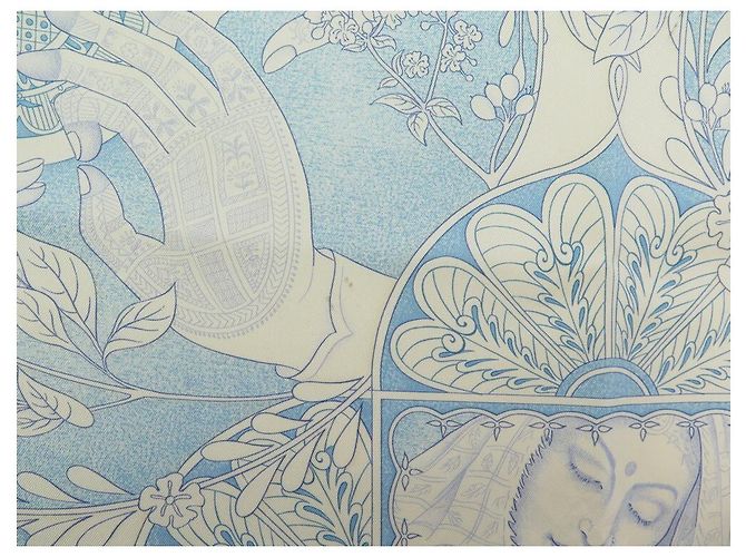 Hermès SCIARPA HERMES LES CHANTS DU HENNE TOUSY ECRUE SETA QUADRATA 90 SCIARPA IN SETA CM Crudo - vista 9