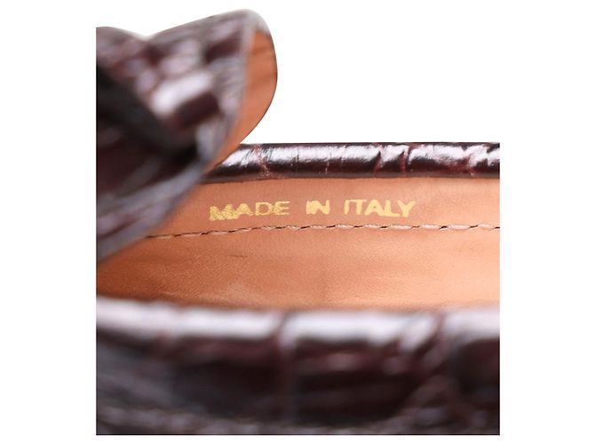 Bow Mocasines Prada con lazo en piel con relieve de cocodrilo marrón - vista 10