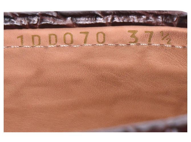 Bow Mocasines Prada con lazo en piel con relieve de cocodrilo marrón - vista 9