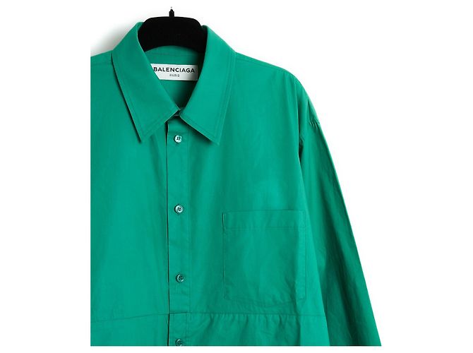 Vestido de algodón verde Balenciaga 2016 y sobrefalda FR40 - vista 3