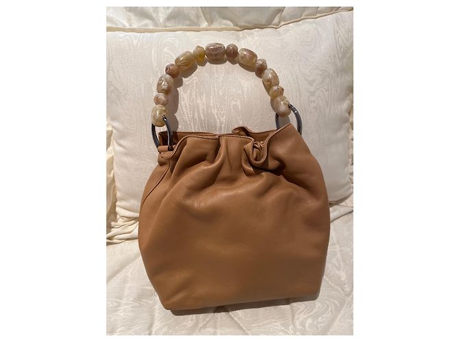 Borsa Christian Dior Malice Pearl PM in Pelle di Agnello Camello Cammello - vista 2
