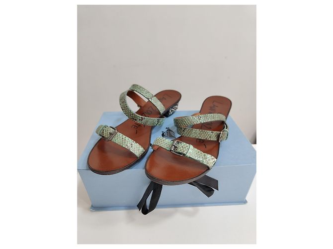 Lanvin Spartiates Sandalen Reptilleder hellgrün - Ansicht 2