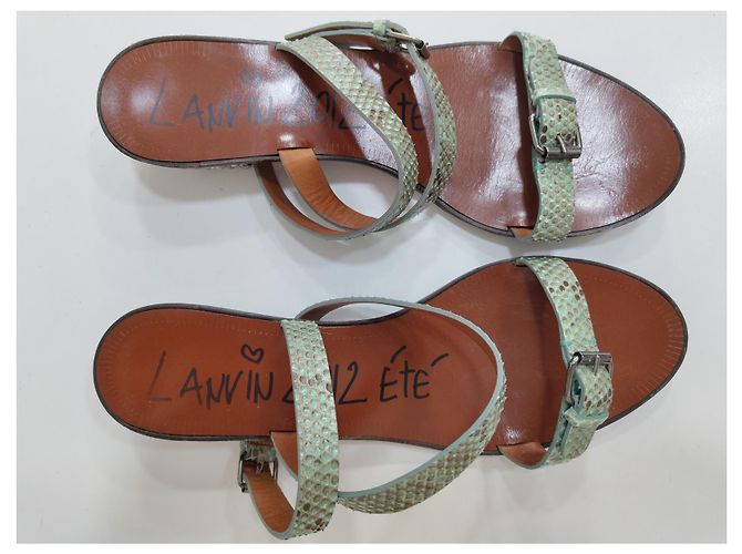 Lanvin Spartiates Sandalen Reptilleder hellgrün - Ansicht 4