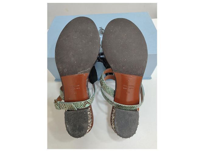 Lanvin Spartiates Sandalen Reptilleder hellgrün - Ansicht 6